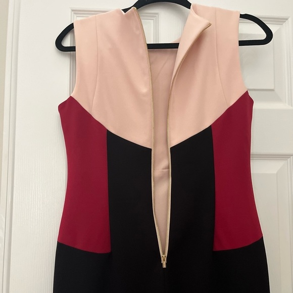 Anne Klein Colorblock Midi Dress - Black, Red, and Cream - Picture 5 of 9